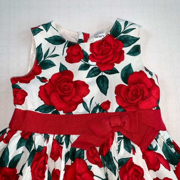 Carter’s Christmas Roses Tulle Petticoat Red Ribbon Dress 18m Holiday Festive - Picture 3 of 8